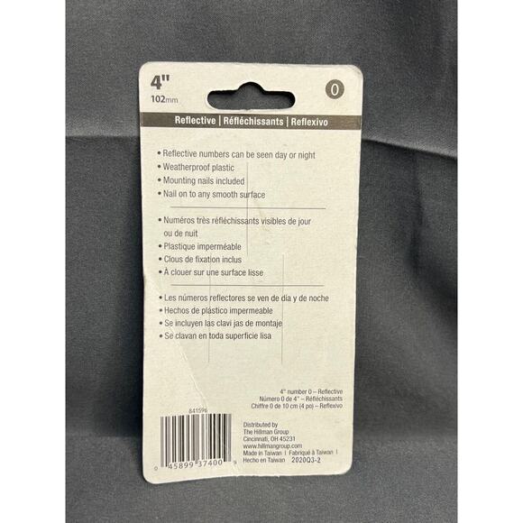 Hillman 841956 Silver Plastic Reflective Nail-On #0 Number - Picture 2 of 2